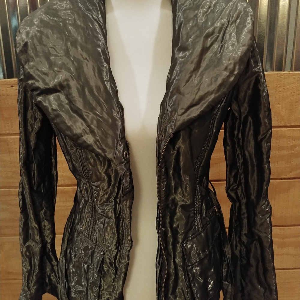 Cache Gray crinkle jacket. - Picture 3 of 4